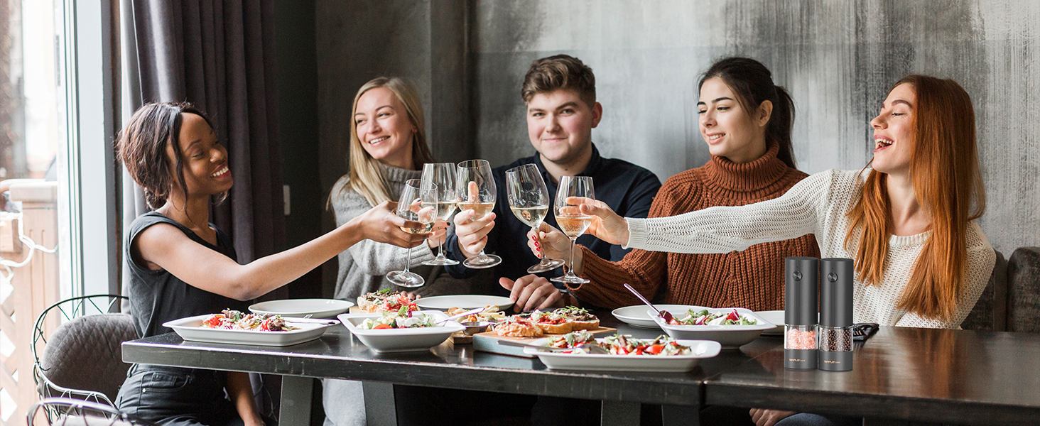 Електричні мельниці для спецій SIMPLETASTE 2 шт. з регульованим керамічним жорном, ABS, працюють від батарейок