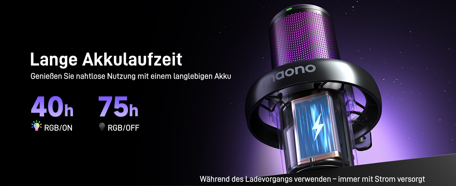 Мікрофон MAONO DM40 Pro бездротовий для ПК з RGB-підсвіткою та ШІ-зміною голосу, шумозаглушення, для геймінгу, подкастингу, стрімінгу, чорний