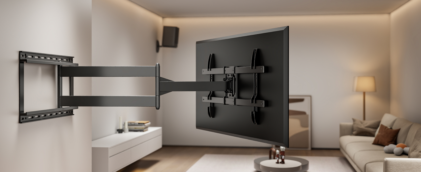 Настінна кріплення для телевізора monTEK 1080mm - для плоских та вигнутих моніторів до 60 кг, поворотна та нахилена, висувна, VESA 800x400 мм (43-80 дюймів)