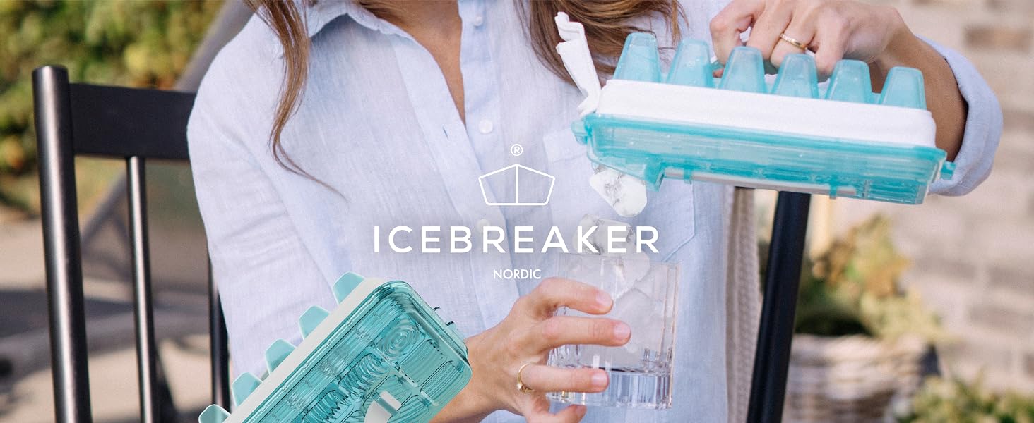 Форма для льоду ICEBREAKER NORDIC Push & Twist з кришкою, контейнер для кубиків льоду для морозильника, герметичний та компактний льодогенератор, Clear Water Blue (18 кубиків)