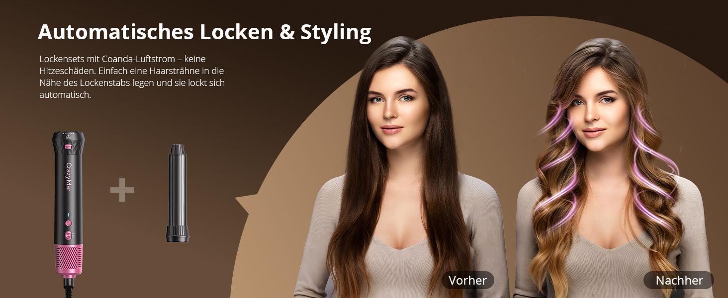 Фен-щітка Rundbürstenföhn 7-в-1 Airstyler з іонізацією, 110 000 об/хв. Професійний стайлер для волосся: локони, укладка, об'єм, випрямлення. Чорний