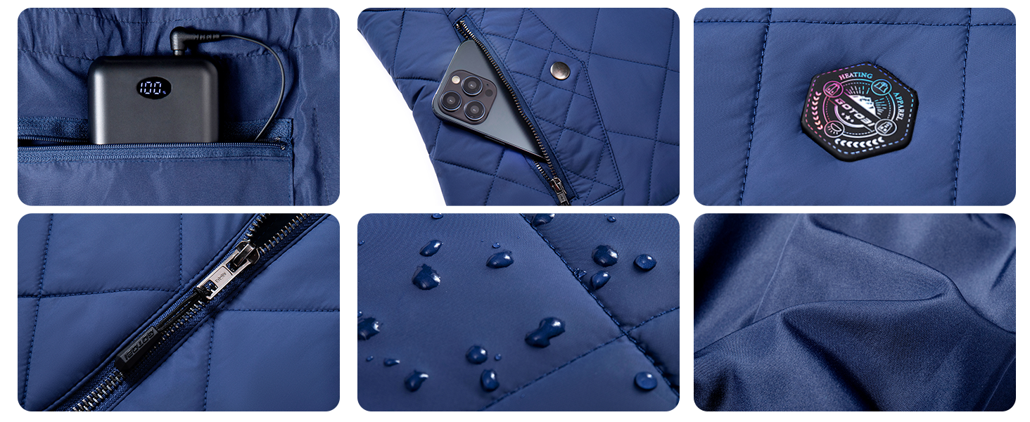 Жіночі грілки Heizwete 16000mAh 7,4V - 9 зон нагріву, 3 режими температури, для активного відпочинку (Синій, M)