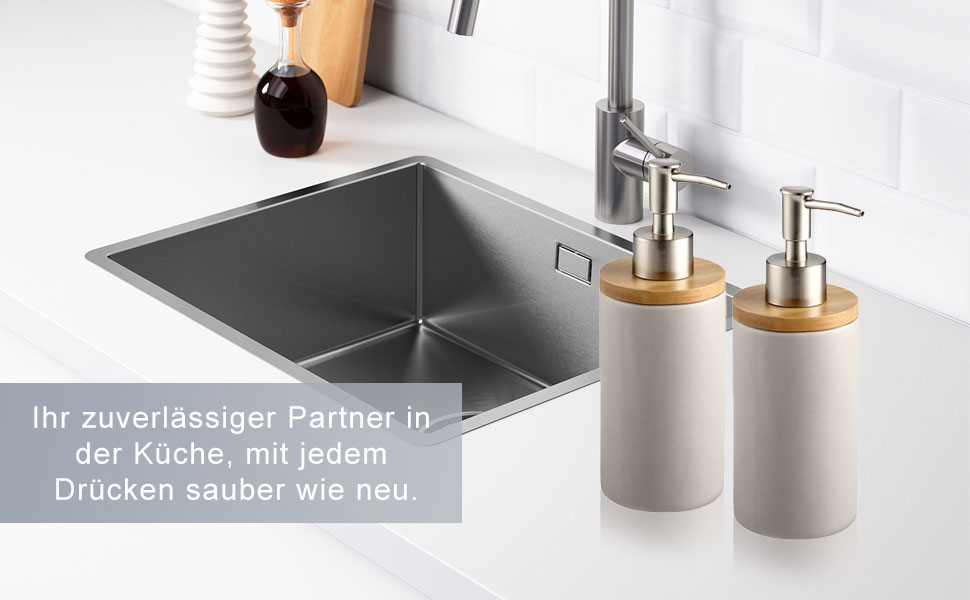 Дозатор для мила з кераміки, 500 мл, з металевим насосом, 2 шт. (сірий)