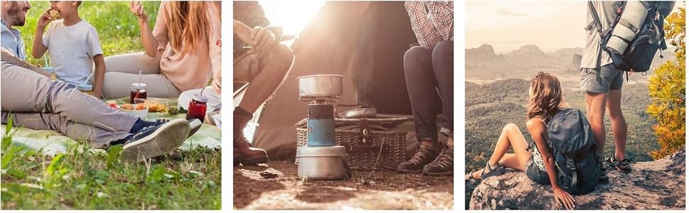 Набір кухонного посуду для кемпінгу, 8 предметів: каструля та сковорода з нержавіючої сталі, тарілки та чашки для відпочинку на природі, походів та рюкзакових подорожей. Легкий набір для приготування їжі в рюкзаку