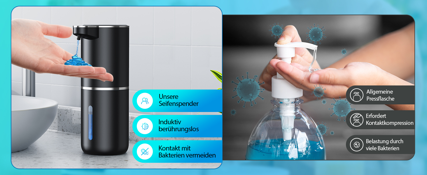 Автоматичний диспенсер для мила Amyzavls, 380 мл, USB, інфрачервоний сенсор, настінний, чорний