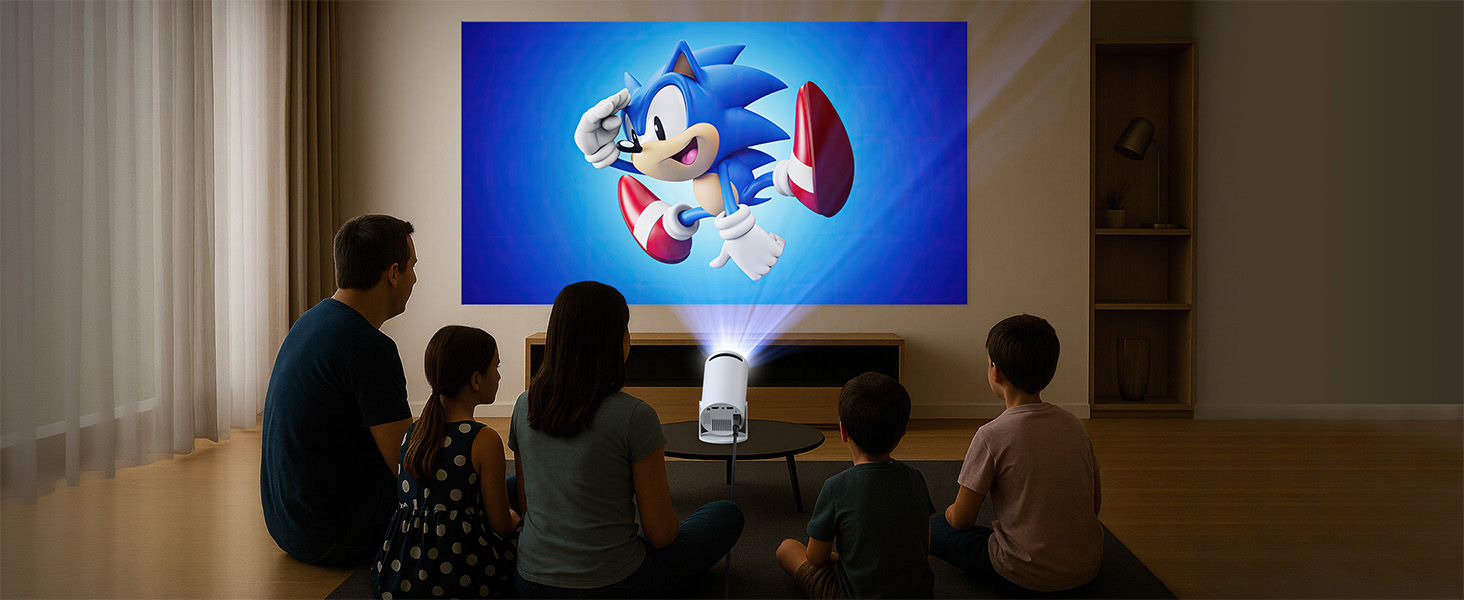 4K Міні проєктор Smart Beamers з WiFi 6, Bluetooth 5.0, поворотний 220°, Android 11.0 для дому та дітей. Підтримка HDMI, TV-Stick, USB, Laptop. Роздільна здатність 6-720p