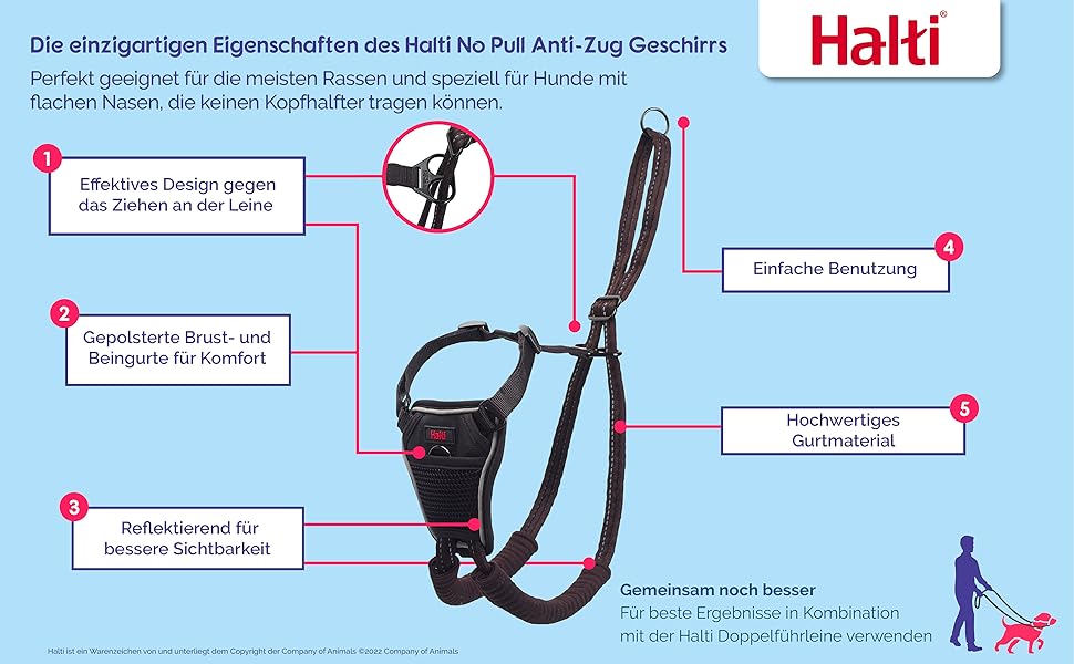 Нашийник HALTI No Pull для собак великих порід, чорний, запобігає тягні, великий розмір