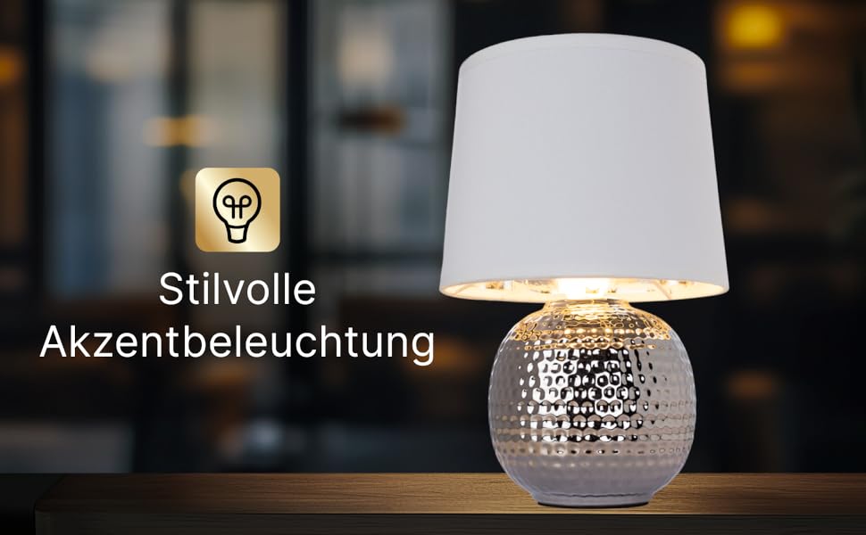 ARTE LAMP Poppy LED настільна лампа з кабелем – Хром/Біла лампа для робочого столу з білим тканинним абажуром для вітальні та спальні (Merga Chrom)