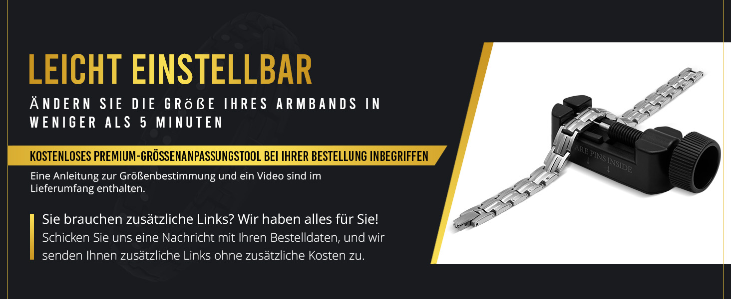Браслет на руку з титану MagnetRX® Ultrastarkes для жінок – Магнітний браслет з титану, регульований розмір, інструмент для визначення розміру, сріблястий
