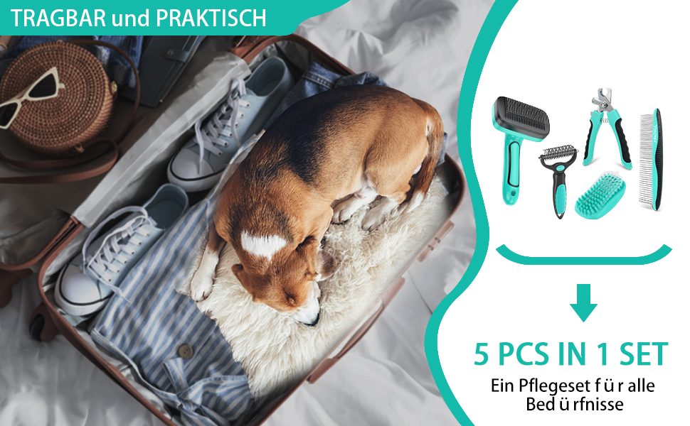 Щітка для собак і котів, самоочисна, для вичісування підшерстка та відмерлого волосся, ідеальна для довгошерстих та короткошерстих порід, делікатна до шкіри, зменшує випадіння шерсті, синя (зелена - набір 5 в 1)