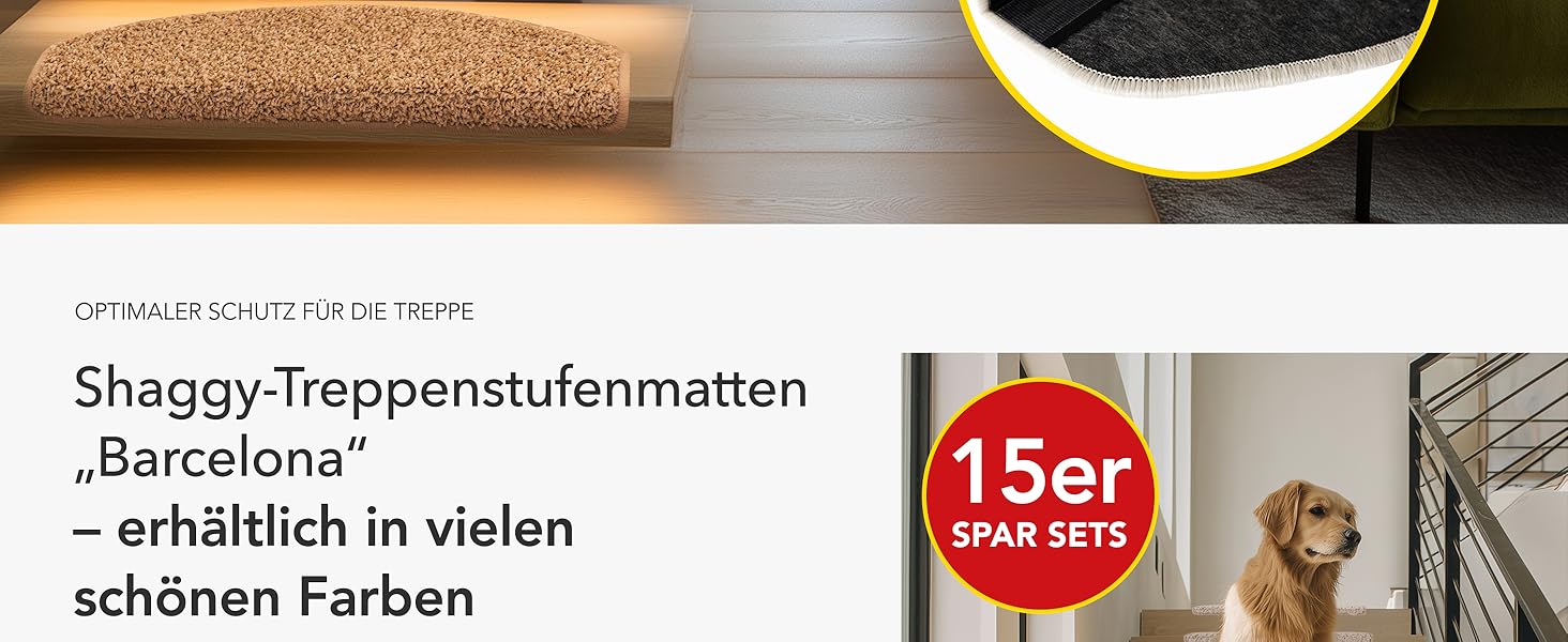 Набір килимків для сходин Floordirekt Barcelona (15 шт.) - надійні та легкі в догляді, 16 кольорів, напівкруглі (темно-коричневий, 65 x 23,5 см)