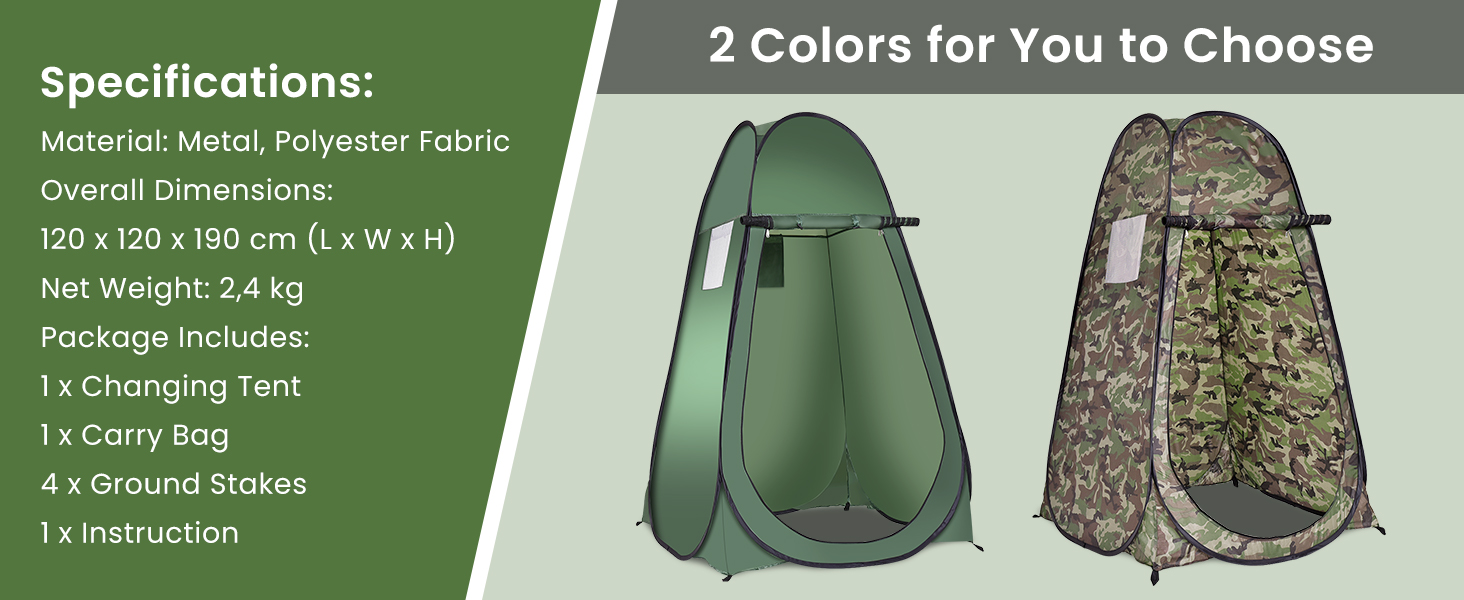 Намет для душу HOMASIS Pop up, зелений, 120x120x190 см - переносний, для кемпінгу, з кишенькою