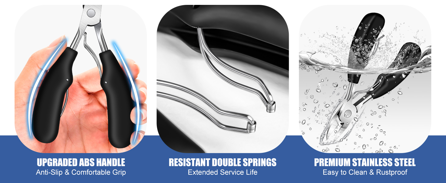 Ножиці для обрізання нігтів на ногах для літніх людей та чоловіків з широким отвором, довга ручка, гострі леза. Набір для педикюру