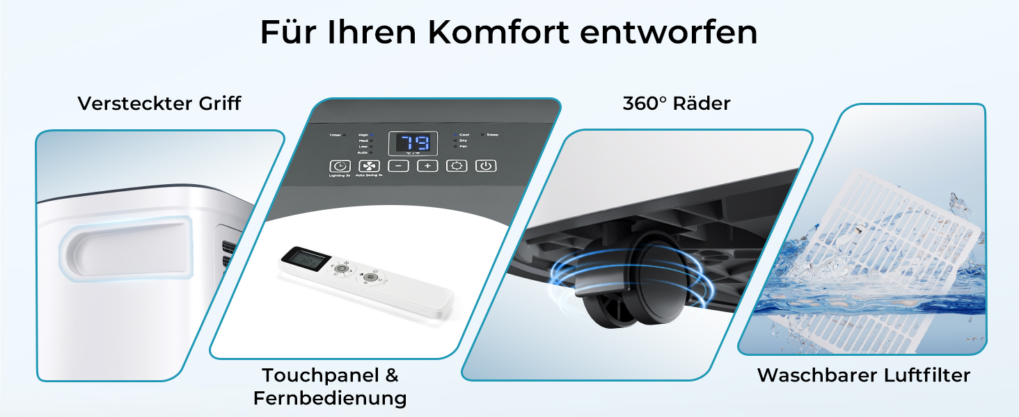 Мобільний кондиціонер 9000 BTU з вихідним шлангом | 4-в-1 | Тиха робота <48 dB | Digital display + пульт | Комплект для встановлення у вікно | Таймер 24h | Для приміщень до 25 м² (12000 BTU)