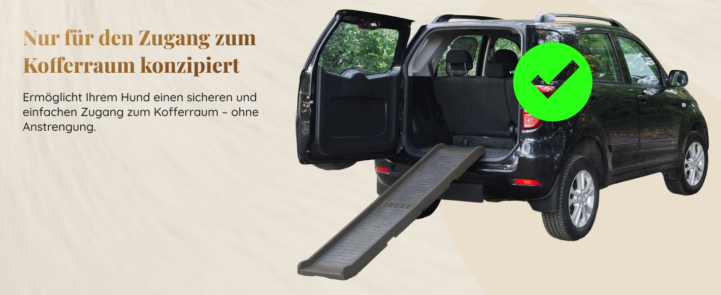 Східці для собак у машину – складані, 174 см, 38 см, з гумовим покриттям – для великих собак, підходить для авто та SUV – вантажопідйомність 85 кг – темно-сірий колір