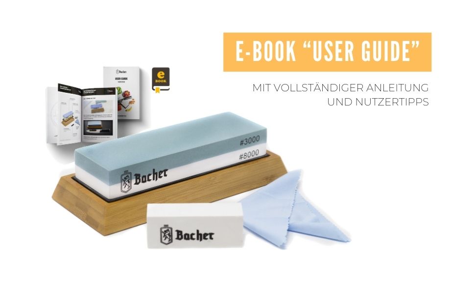 Набір точильних каменів Bacher Premium Schleifstein 400/1000/3000/8000. Точильний камінь, шліфувальний камінь, збірник інструкцій