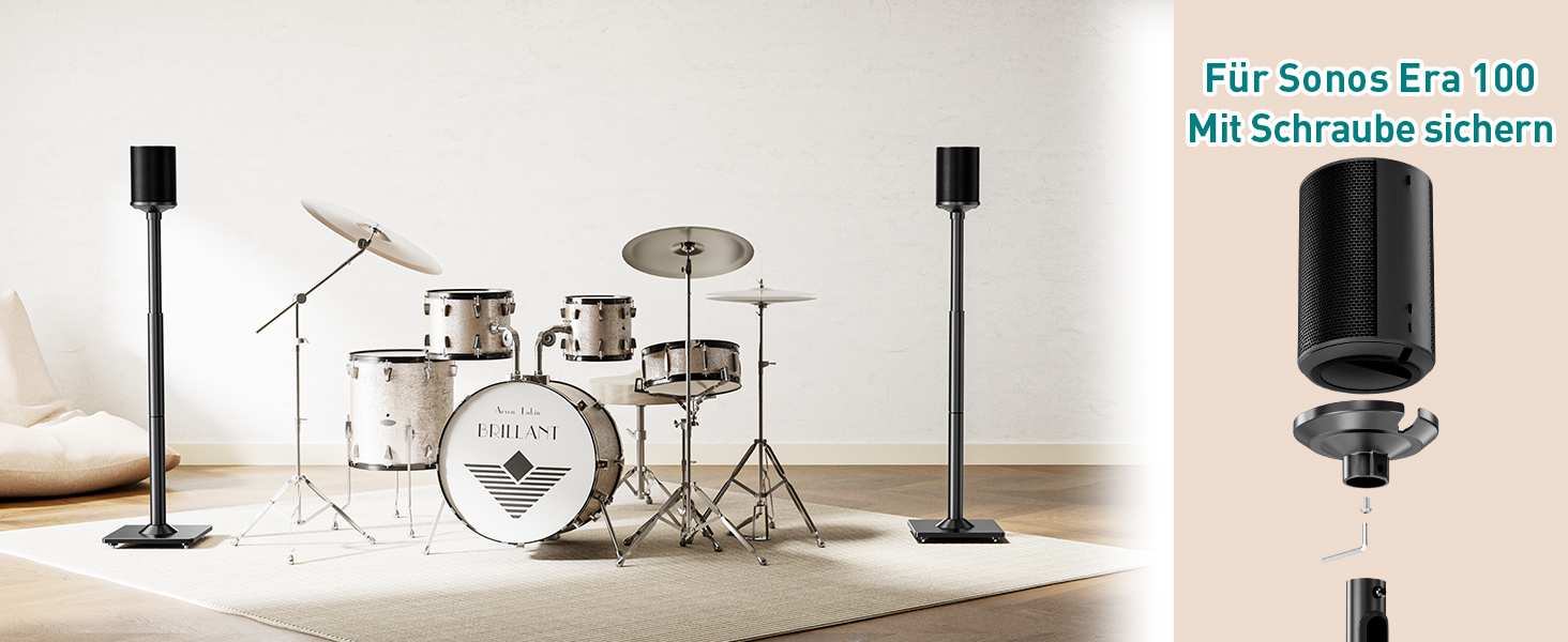 Підставка для колонок ELIVED для Sonos One, One SL, Play: 1, Era 100, регульована висота 88,8-110,3 см, пара, EV5024