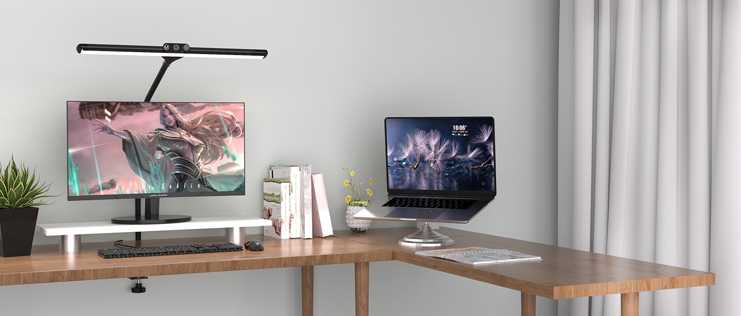 Настільна лампа HOKONE LED з клемою, димер, 4 кольори, 10 рівнів яскравості, гнусий «лебединий шия», 360° регулювання, для офісу, чорна T7-schwarz