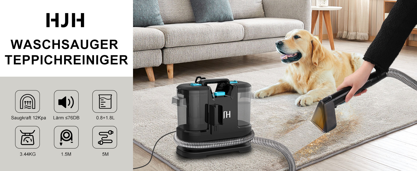 Пристрій для чищення оббивки Nassauger, 450W, 12kPa: мийний пилосос для килимів, оббивки та автосидінь (чорний)