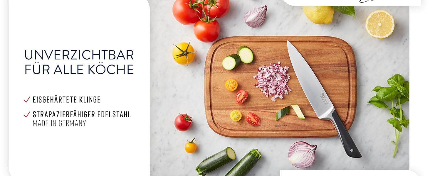 Набір кухонних ножів Jamie Oliver by Tefal (6 предметів): шеф-ніж, ніж Сантоку, ніж для хліба, універсальний ніж, ніж для овочів, блок з акації, сталь, коричневий K267S556