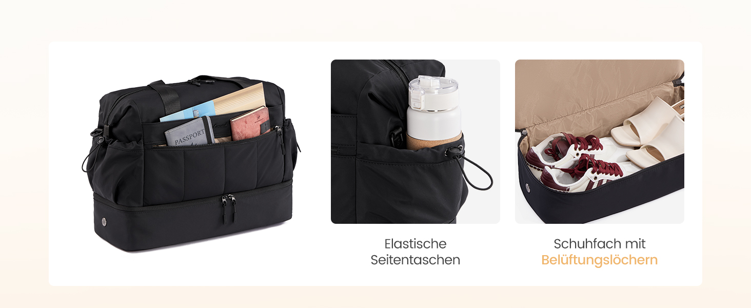 Сумка-валіза LOVEVOOK для жінок, легка клінічна/пологова сумка, спортивна сумка-дуфл, валіза для подорожей, ручна поклажа, водонепроникна з відділенням для взуття, бежева, M-30L