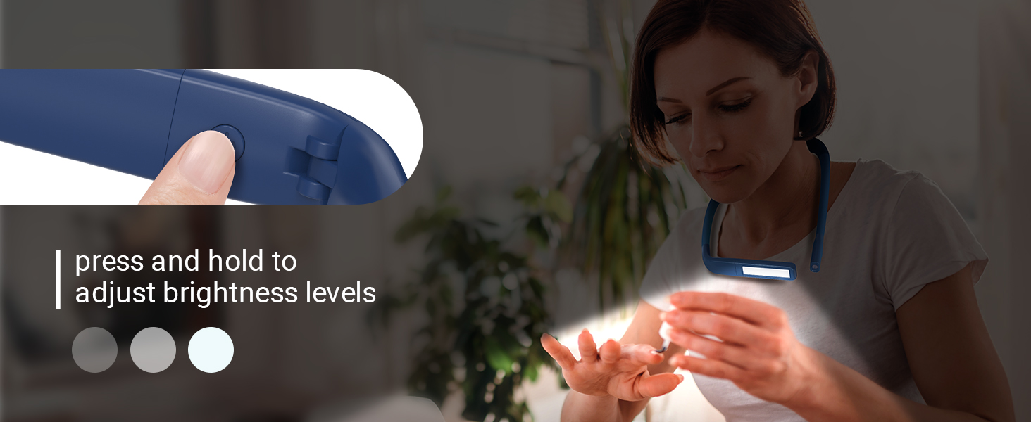 LED лампа на шию для читання Buch синя: книжкова лампа, ліхтарик для в'язання, подарунок чоловікові на Різдво