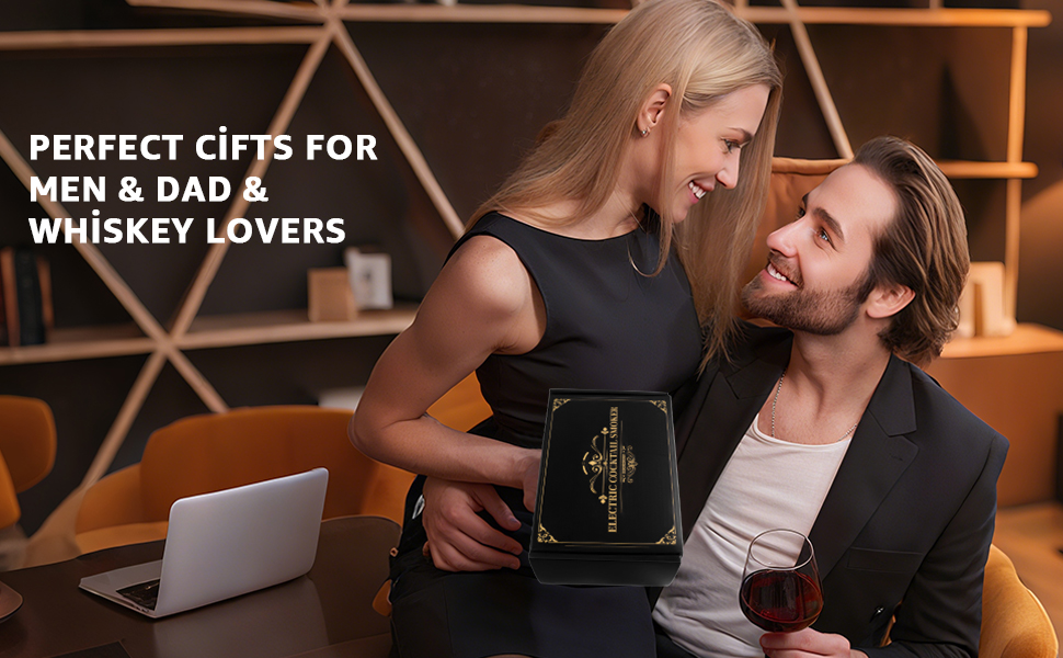 Електричний набір для копчення віскі з LED-підсвіткою, 6 ароматів деревини, без бутану, перезаряджуваний, ретро-дизайн, барний аксесуар, подарунок для чоловіків, батька, чоловіка