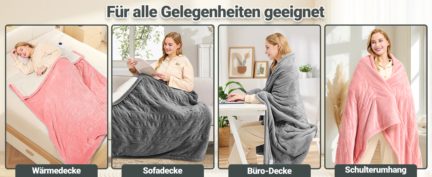Електрична ковдра Charmofun з автовимкненням, 130x180 см, 8 режимів нагріву, таймер 12 годин, пральна машина, тепла двошарова ковдра з фланцелю для ліжка, дивана, офісу, світло-сіра
