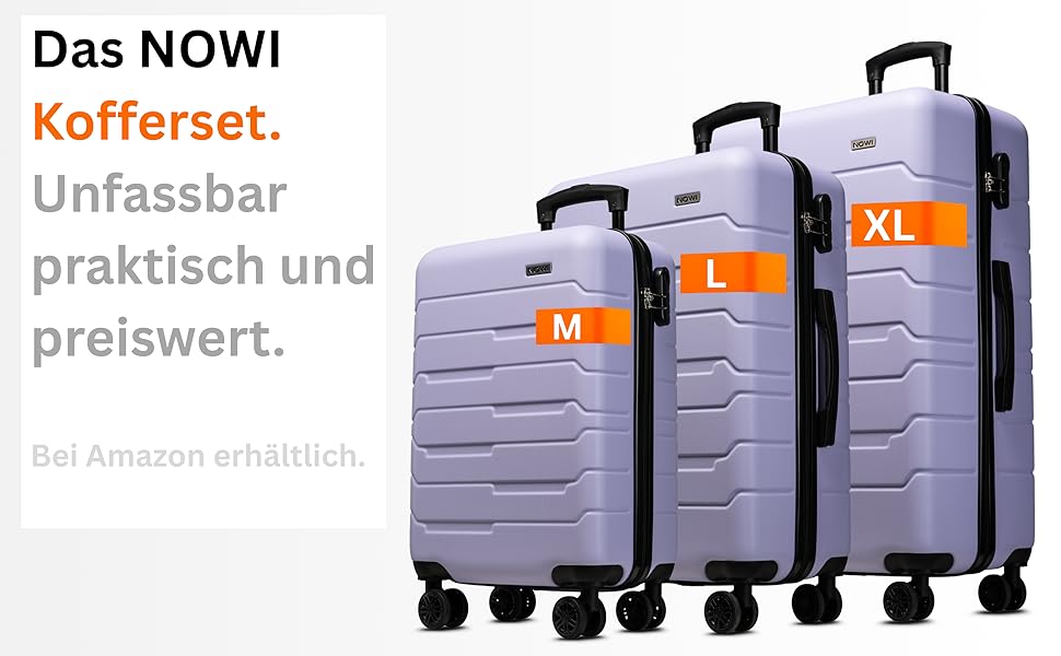 Чемодан NOWI Bergamo: водостійкий, 8 коліс, 360°, телескопічна ручка, повне внутрішнє оздоблення (M, фіолетовий)