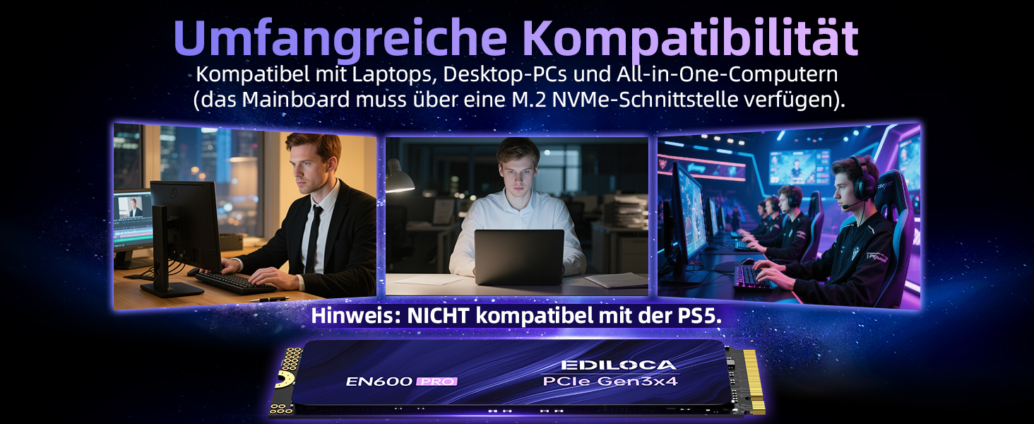 SSD накопичувач EN600 PRO 2TB PCIe 3.0x4 NVMe M.2 2280 - 3500 MB/s, 3D NAND TLC, SLC-кеш, для ПК, ноутбуків та десктопів