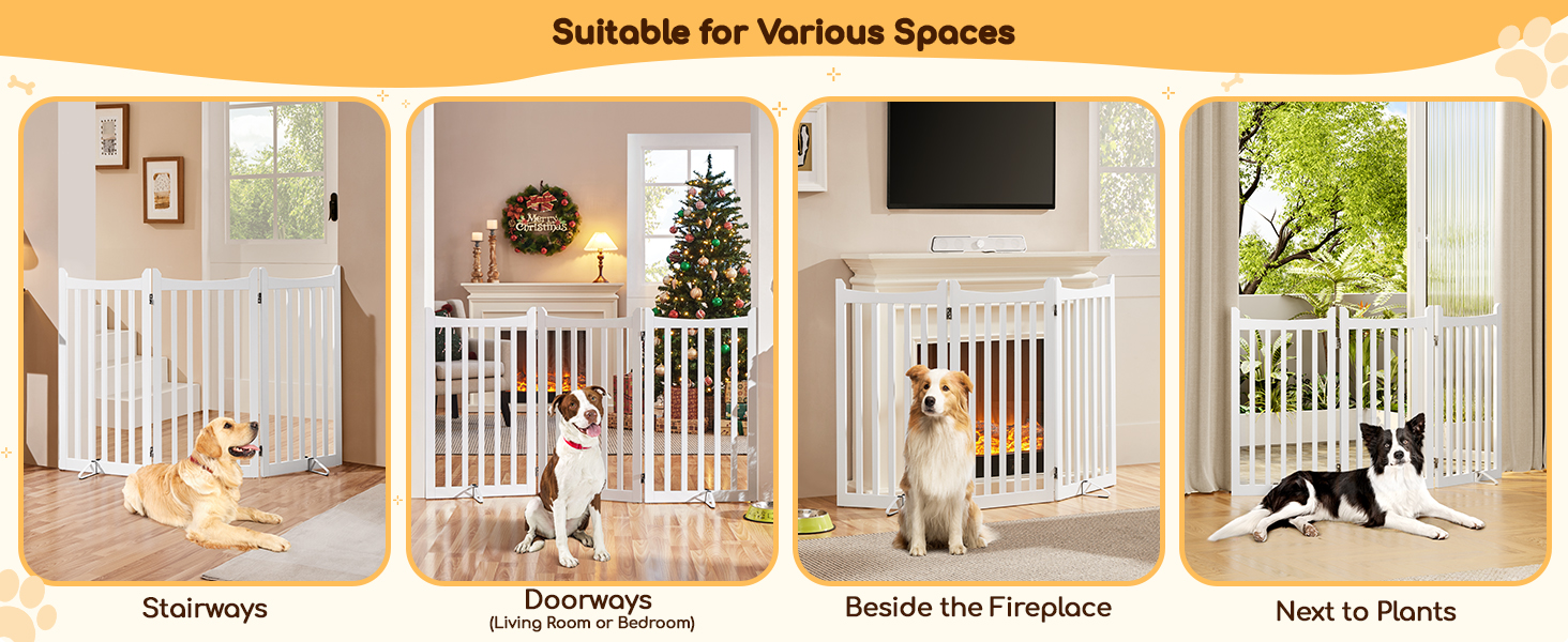Захисне ґратка для собак Yaheetech, 90.5 x 201.5 см, 4 панелі, білий колір. Ідеально підходить для дому, кухні, проходу, каміну, печі.