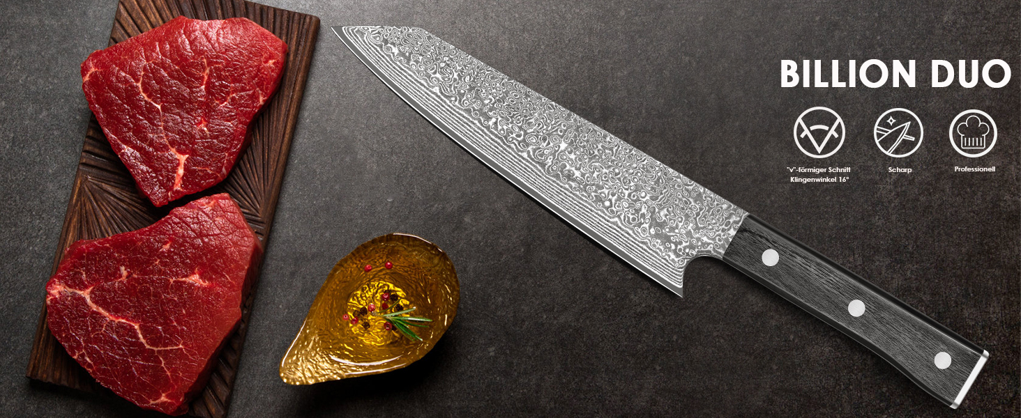 Професійний кухонний ніж Kiritsuke з дамаської сталі VG10, 67 шарів, ручка з епоксидної смоли, серія D08