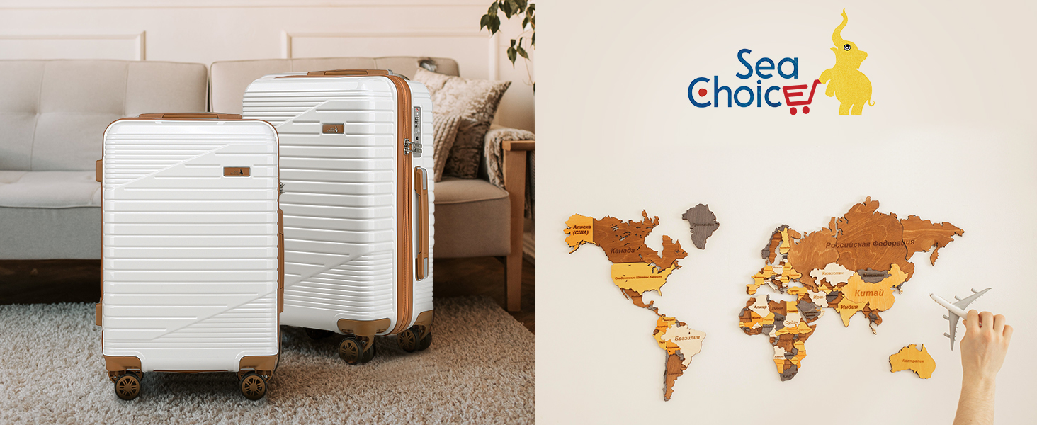 Набір валіз Sea Choice 4 в 1: S/M/L/XL, жорсткий корпус, PC, ручна поклажа, Beautycase, розширюваний, з YKK, TSA-замок, 4 колеса, темно-синій