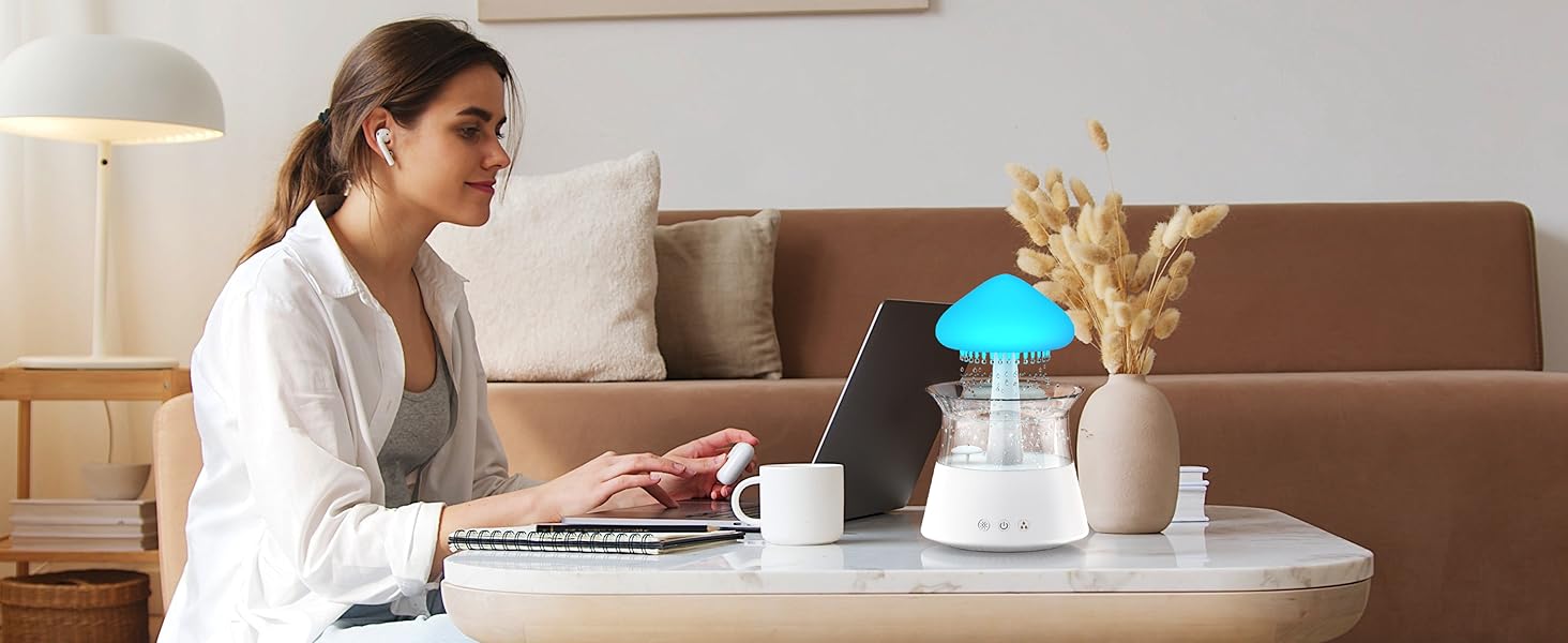 Зволожувач повітря Diffuserlove Regen Wolken - Хмарний зволожувач з ефектом дощу, з пульт дистанційного керування, нічник-лампа, для спальні