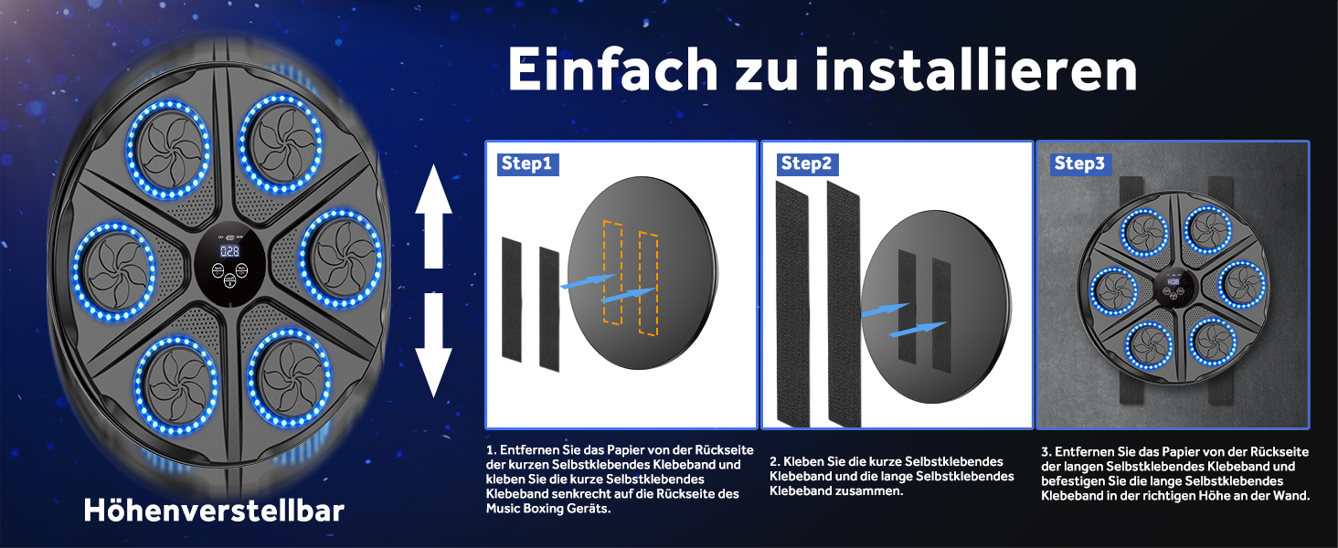 Музична бокс-машина YORRAKA для дорослих з LED-підсвіткою та Bluetooth - бокс-тренажер з 12 режимів швидкості та підрахунку ударів