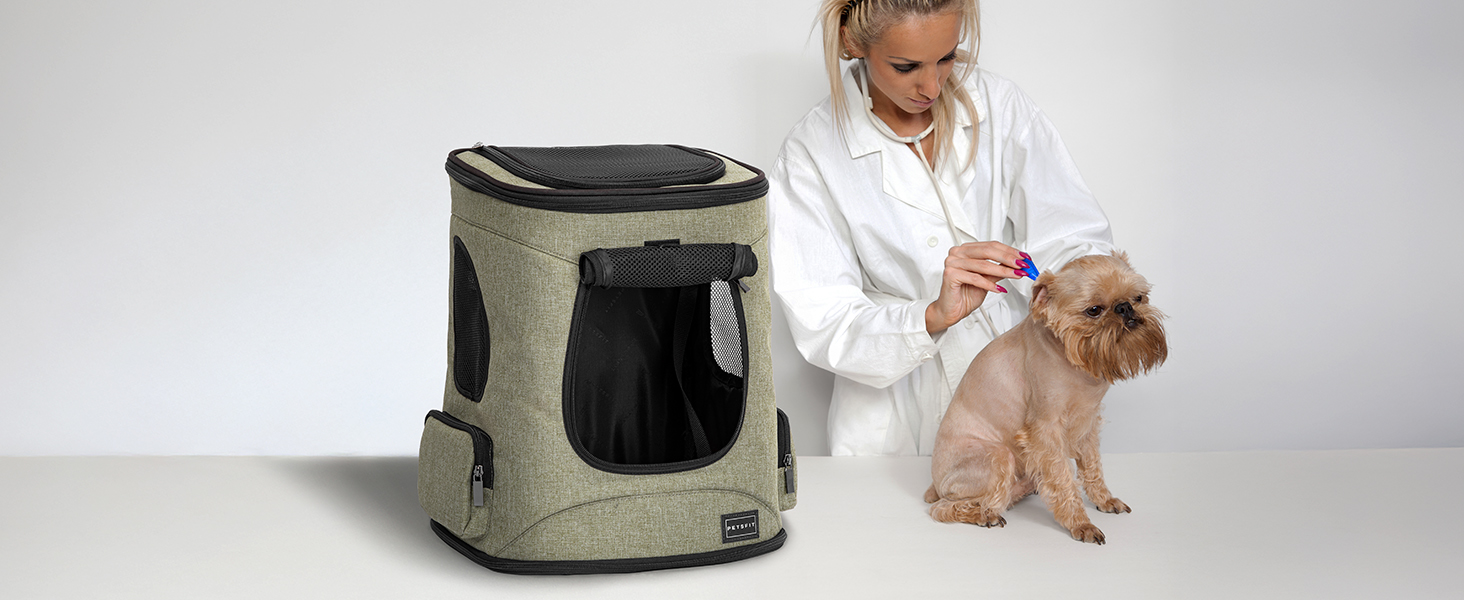 Рюкзак для кота та собаки Petsfit - зручний та дихаючий, до 5 кг, зелений