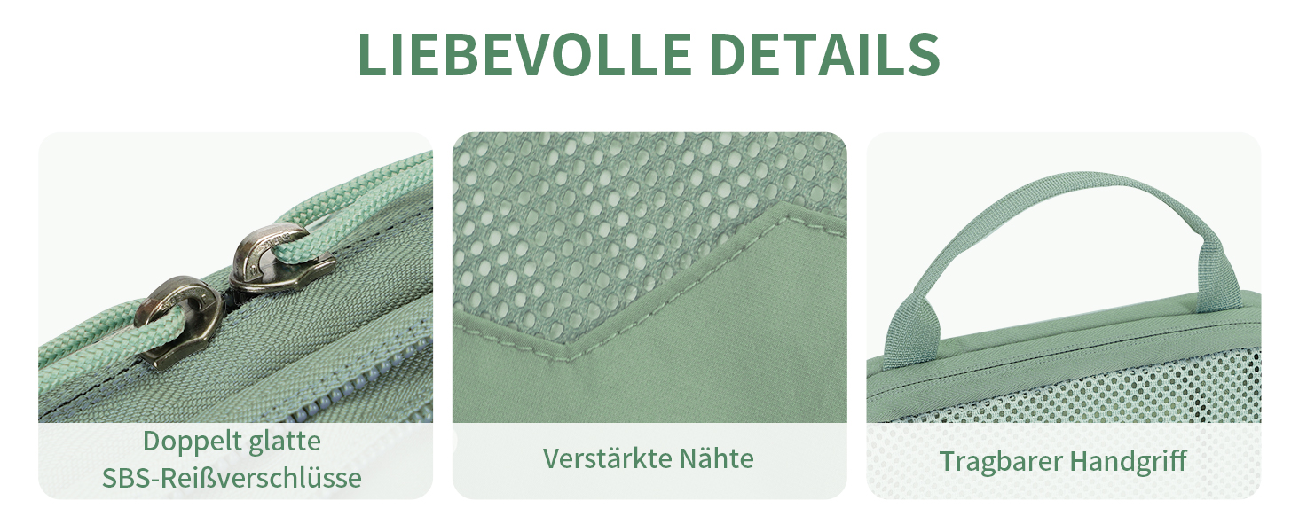 Органайзери для валізи ECOHUB (4 шт.) з мітками, набір еко-пакувальних кубиків з перероблених матеріалів, зелені