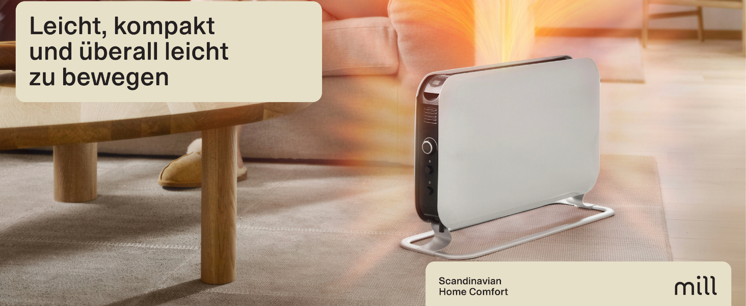 Електричний конвекторний обігрівач Mill MEC 2000W – 24-28 м², з термостатом, тихий, для дому