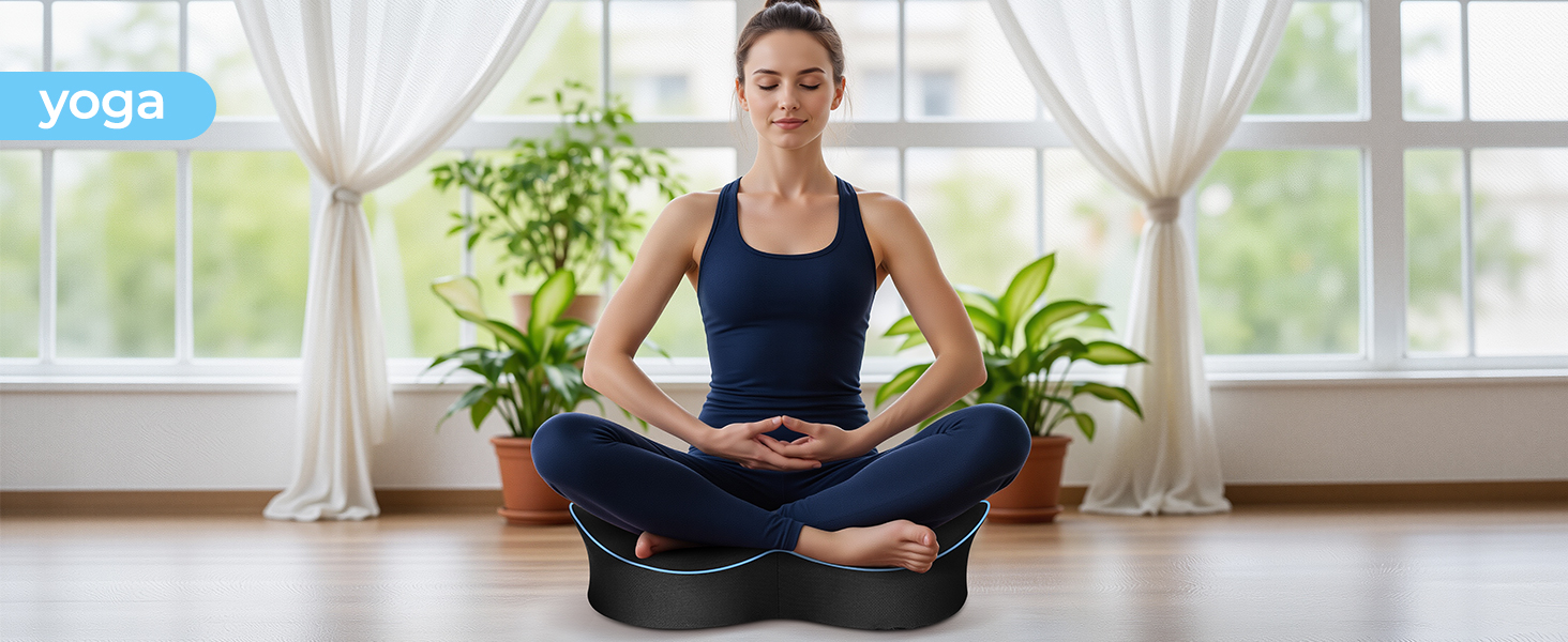 Подушка для офісного крісла POOTACK з піни Memory Foam, синя: для офісу, авто, дому, з ручкою, антиковзка