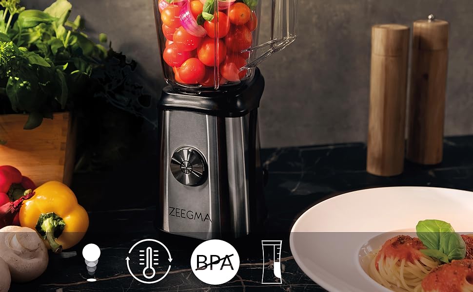 Багатофункціональний блендер ZEEGMA 1050W 4-в-1 з 1л глечиком: блендер, соковичавниця, кавомолка, з набором ножів