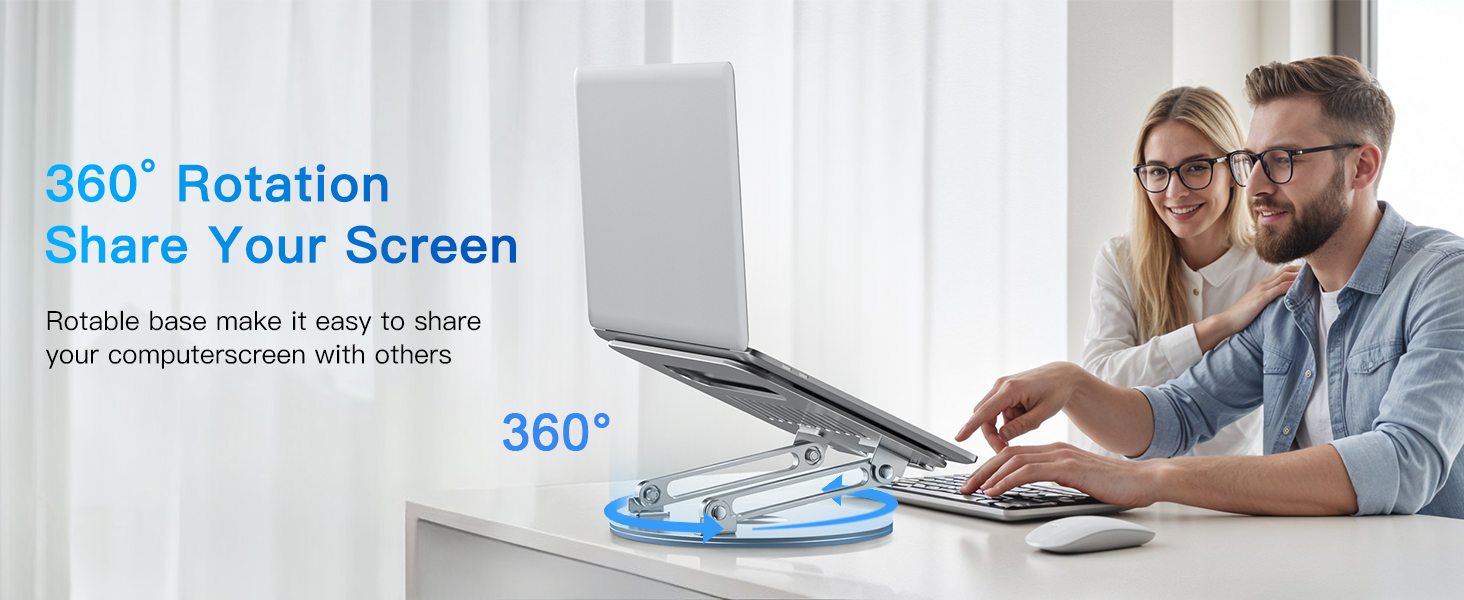 Підставка для ноутбука регульована по висоті, складана, ергономічна з вентиляцією та 360° поворотом, вертикальна, сумісна з MacBook, Dell, HP, 11-16'