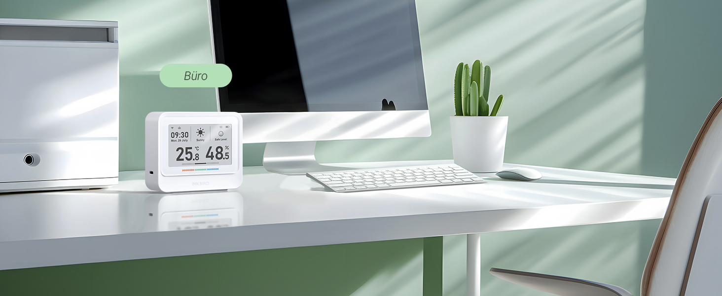 WiFi-термометр і гігрометр INKBIRD IBS-TH5, 8-в-1, з електронним чорнильним дисплеєм, прогнозом погоди, керуванням через додаток і сповіщеннями для дому