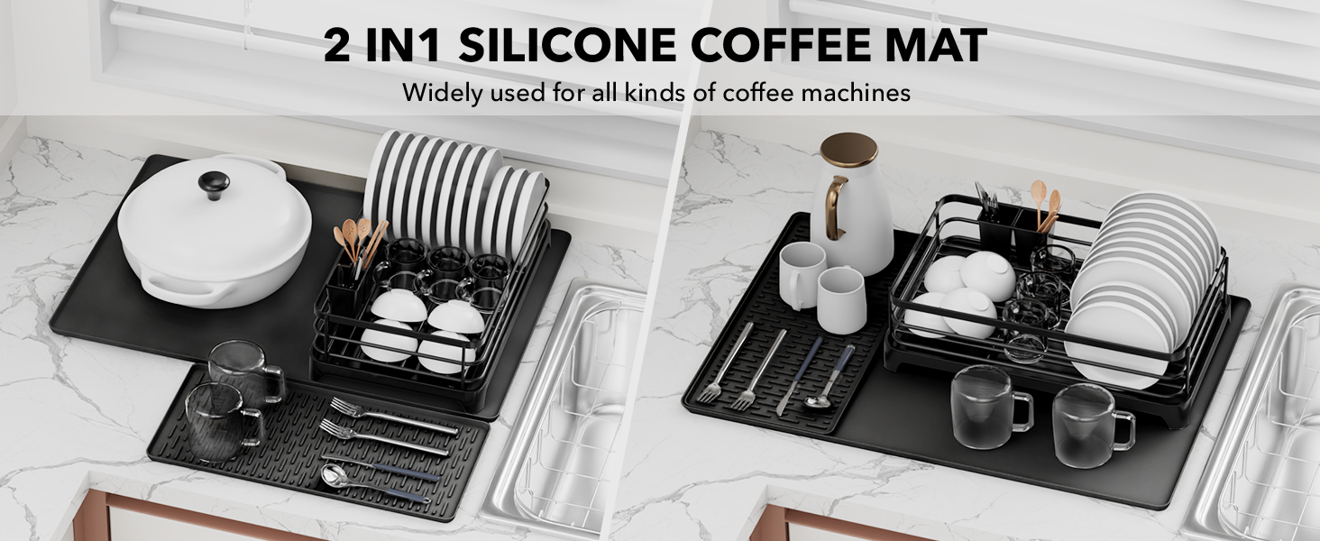 Силіконовий килимок для кавомашини Kaffeemaschine 60x40 см, чорний - термостійкий килимок під кавоварку