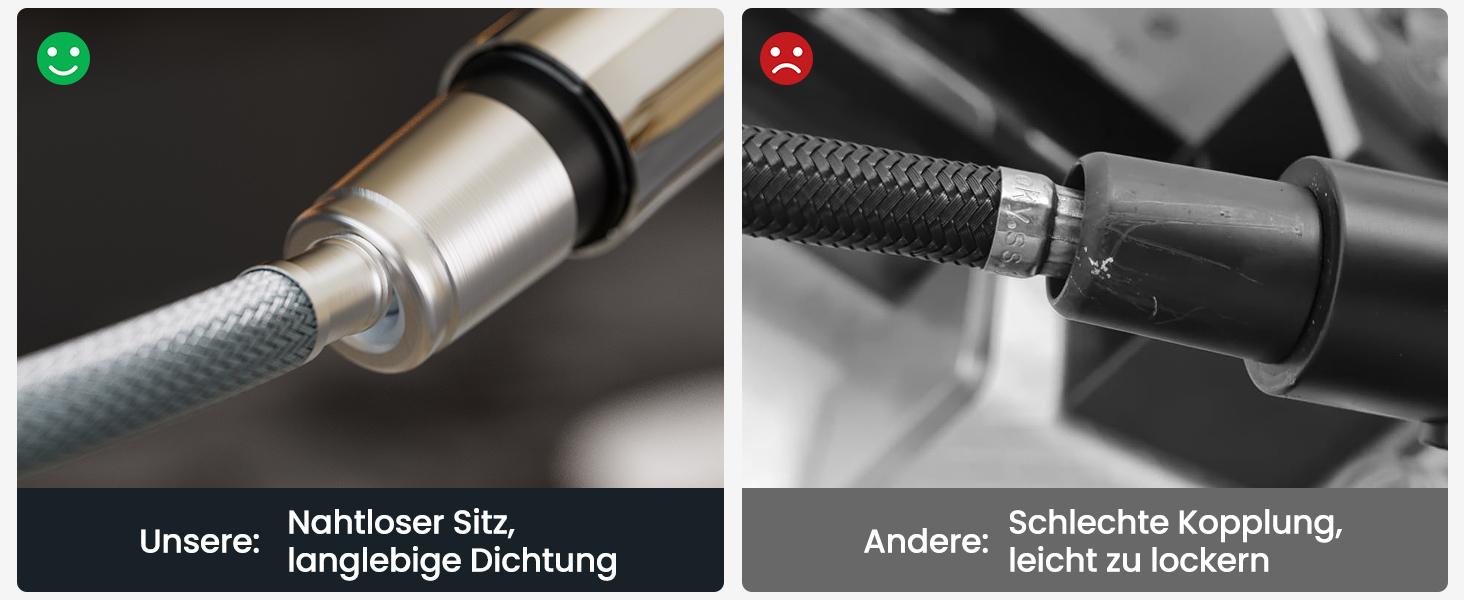 Змішувач для кухні CECIPA X203B чорного кольору з висувною насадкою, поворотний на 360°, з двома типами струменя, з нержавіючої сталі