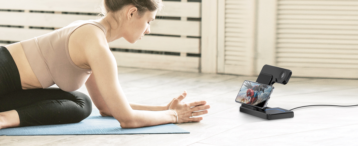 Бездротова зарядка GEEKERA 3-в-1 для Samsung: S25/S24/S23/S22, Galaxy Watch 8/7/6/5/4/3, Galaxy Buds (Чорний)