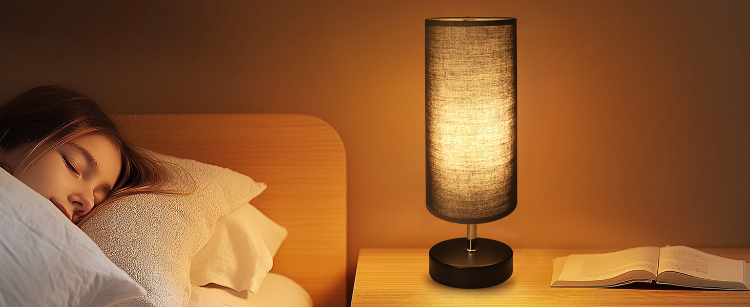 Настільна лампа чорного кольору 2 шт. з LED-лампочками 6W, патрон E27, вимикач на кабелі, 3 колірні температури (3000K/4000K/6500K) з функцією пам'яті, сучасна LED-лампа для спальні/вітальні, 2 лампочки в комплекті