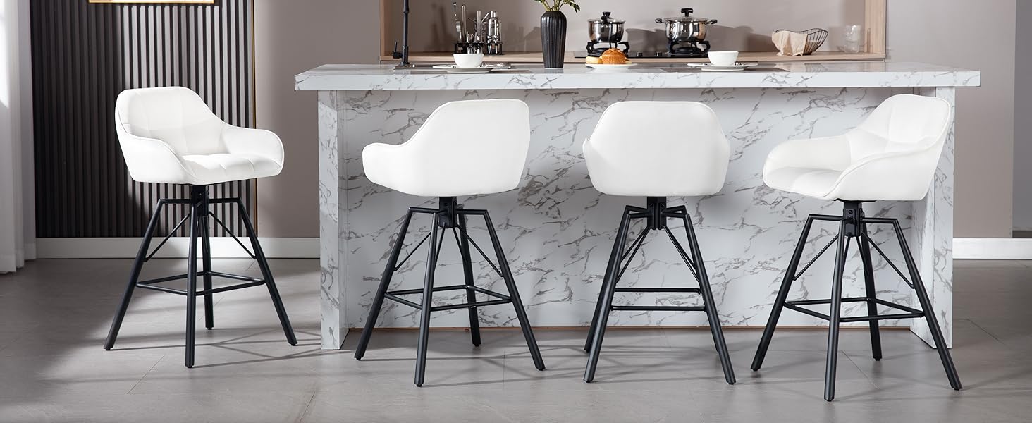 WOLTU 2-Piece Bar Stool Set - Swivel Barstools with Backrest & Footrest - Velvet Upholstered Metal Bar Chairs - Dark Grey