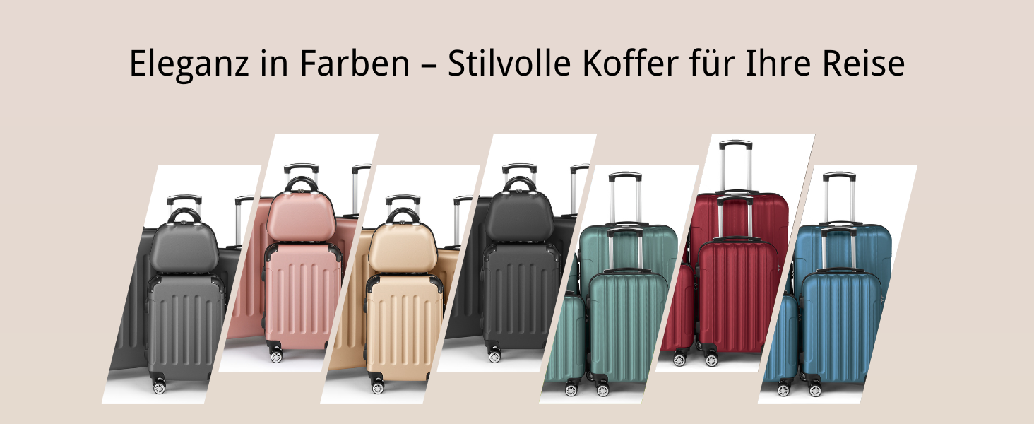 Набір валіз LALAHO 3/4/5 шт. з косметичками, з ABS пластику, сірий (4 шт.)