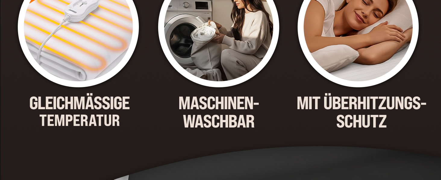 Електрична ковдра Monzana® 150x80 см, 3 режими нагріву, 60 Вт, біла, з захистом від перегріву, придатна для прання