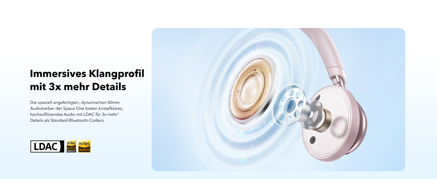 Soundcore Space One Рожеві Бездротові Навушники з Активним Шумозаглушенням Bluetooth 5.3, 40 годин, Hi-Res Audio, App